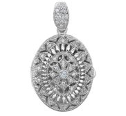 Sterling Silver Cubic Zirconia Oval Photo Locket