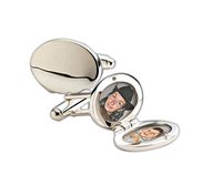 Sterling Silver Oval Photo Locket Cufflinks