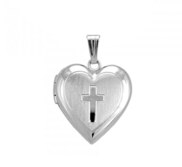 Sterling Silver Small Cross Heart Photo Locket