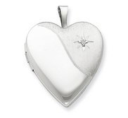 Sterling Silver Diamond Heart Photo Locket