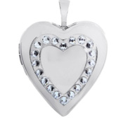 Sterling Silver Swarovski Crystal Heart Photo Locket