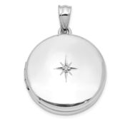 Sterling Silver Diamond Round Photo Locket