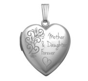 Sterling Silver Mother   Daughter Forever Heart Photo Locket