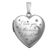 Sterling Silver   To The Moon   Back   Heart Photo Locket