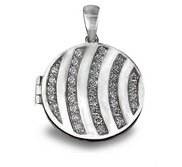 Sterling Silver Cubic Zirconia Round Photo Locket