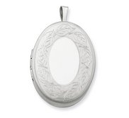 Sterling Silver Floral Oval Photo Locket