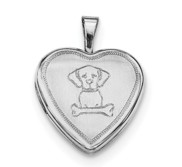 Sterling Silver Dog With Bone Heart Photo Locket