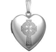 Sterling Silver Celtic Cross Heart Photo Locket