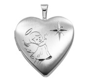 Sterling Silver Angel Heart Photo Locket