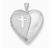 Sterling Silver Cross Heart Photo Locket