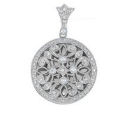 Sterling Silver Cubic Zirconia Round Photo Locket