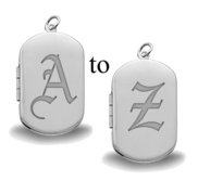 Sterling Silver Old English Initial Dog Tag Photo Locket