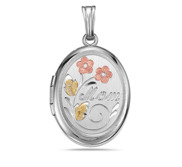 Sterling Silver Mom Oval Photo Locket