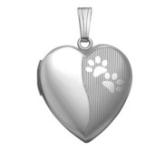 Sterling Silver Paw Prints Heart Photo Locket