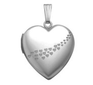 Sterling Silver   Sweetheart   Cascade of Hearts  Heart Photo Locket