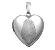 Sterling Silver Fingerprint Heart Photo Locket