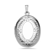 Sterling Silver Hand Engraved Oval Photo Locket