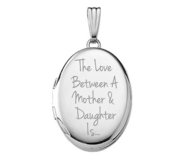 Sterling Silver The Love Between A Mother   Daughter Is    Oval Photo Locket