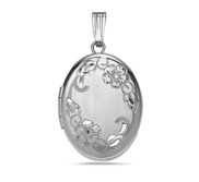 Sterling Silver Floral Oval Photo Locket