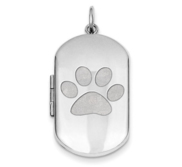 Sterling Silver Dog Tag Dog Paw Photo Locket