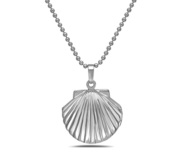 Silver Tone Seashell Photo Locket with 18  Chain