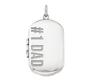 Sterling Silver  1 Dad Dog Tag Photo Locket