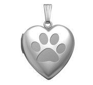 Sterling Silver Dog Paw Print Heart Photo Locket