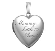 Sterling Silver Mommys Little Angel Heart Photo Locket