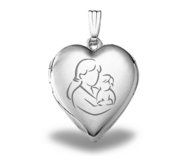 Sterling Silver  Mom and Son  Heart Photo Locket