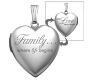 Sterling Silver  Family Love  Heart Photo Locket