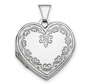 Sterling Silver Floral Heart Photo Locket