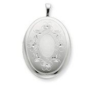 Sterling Silver Floral Oval Photo Locket