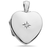 Sterling Silver Diamond Heavy Weight Heart Photo Locket