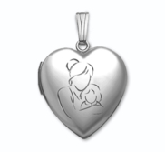 Sterling Silver  Mom and Daughter  Heart Photo Locket