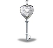 Sterling Silver Small Key Heart Photo Locket