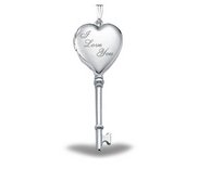 Sterling Silver   I Love You   Key Heart Photo Locket