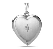 Sterling Silver Diamond Heart Photo Locket