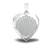 Sterling Silver Seashell Heart Photo Locket