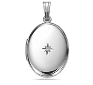 Sterling Silver Diamond Oval Photo Locket