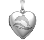 Sterling Silver Dolphin Heart Photo Locket