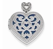 Sterling Silver Vintage Diamond Heart Photo Locket