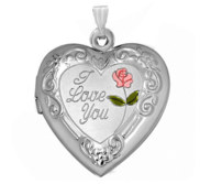 Sterling Silver  I Love You  Heart Photo Locket