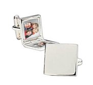 Palladium Square Photo Locket Cufflinks