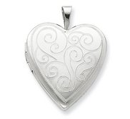 Sterling Silver Swirl Design Heart Photo Locket