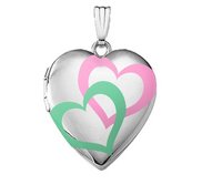 Sterling Silver Interlocking Color Heart Photo Locket