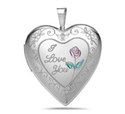 Sterling Silver   I Love You   Heart Photo Locket