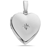 Sterling Silver Diamond Heart Photo Locket