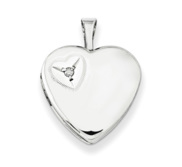 Sterling Silver Cubic Zirconia Heart Photo Locket