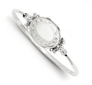 Sterling Silver Decorative Border Bangle Bracelet Oval Photo Locket