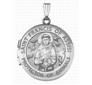 Sterling Silver St  Francis Round Photo Locket